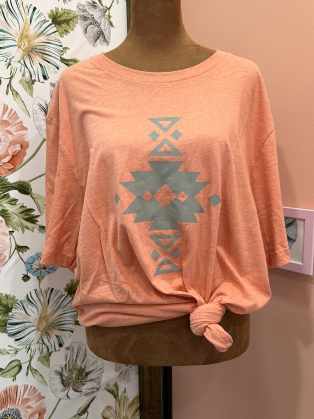 Bella + Canvas Heathered Peach Aztec Tee — XL, NWOT
